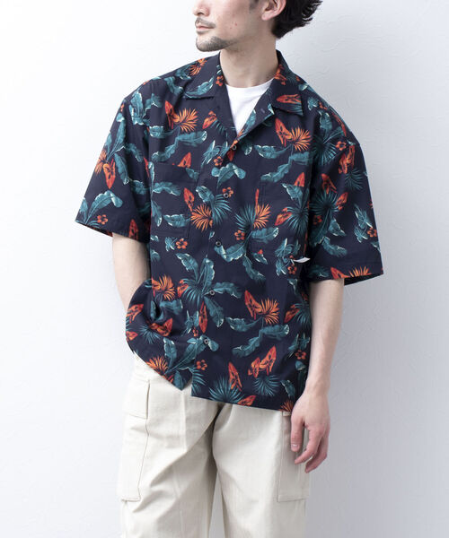 NOLLEY'S goodman(ノーリーズグッドマン)の「【WORK ABOUT/ワークアバウト】VACANCE SHIRT 総柄プリントシャツ アロハシャツ(シャツ/ブラウス・メンズ・ブルー系その他5/ブルー系その他7/ブラウン/ブラック×グレー・LARGE/MEDIUM)」の4枚目の写真