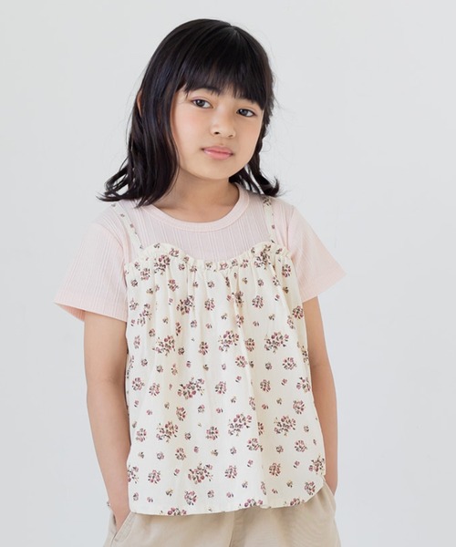 chil2(チルツー)の「総柄キャミレイヤード風 半袖Tシャツ(Tシャツ/カットソー・キッズ・A/F/D/C/E/B/J/G/I/H・80cm/100cm/130cm/90cm/110cm/120cm/140cm)」の2枚目の写真