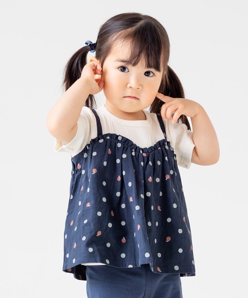 chil2(チルツー)の「総柄キャミレイヤード風 半袖Tシャツ(Tシャツ/カットソー・キッズ・A/F/D/C/E/B/J/G/I/H・80cm/100cm/130cm/90cm/110cm/120cm/140cm)」の8枚目の写真