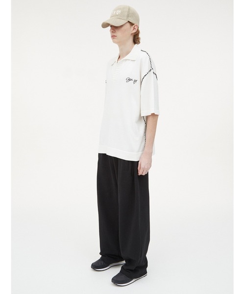 ポロシャツ SATUR Pointelle Collar Half Knit HS5D0036 セール】『OY/オーワイ』STITCH COLLAR HALF KNIT/ステッチ