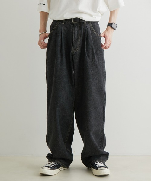 JUNRED（ジュンレッド）の「こめ×JUNRed / 2タックワイドストレートデニムパンツ（デニムパンツ・メンズ・ホワイト/ブラック・S/M/L）」の4枚目の写真