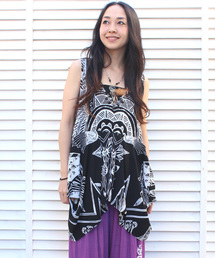 チャイハネ | 【チャイハネ】線描き風エスニックプリントトップス(シャツ/ブラウス)