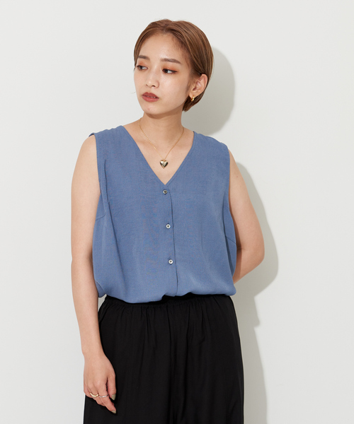 NOMINE（ノミネ）の「【襟取り外し可能】リネンライク3WAYボリュームカラーブラウス（シャツ/ブラウス・レディース・グレイッシュブルー/ブラック/ホワイト/グリーン・フリー）」の4枚目の写真