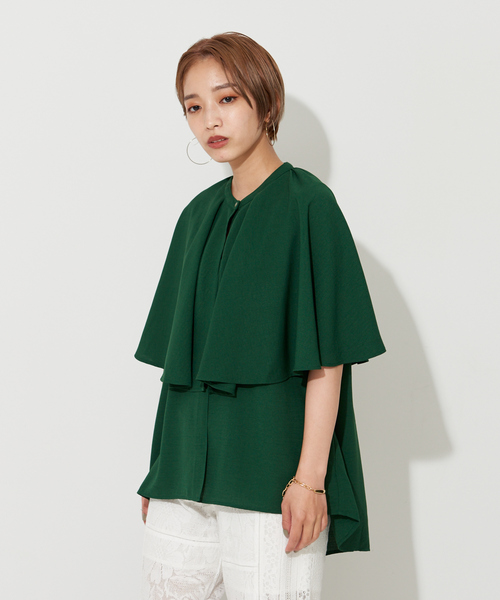 NOMINE（ノミネ）の「【襟取り外し可能】リネンライク3WAYボリュームカラーブラウス（シャツ/ブラウス・レディース・グレイッシュブルー/ブラック/ホワイト/グリーン・フリー）」の3枚目の写真