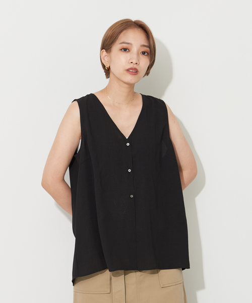 NOMINE（ノミネ）の「【襟取り外し可能】リネンライク3WAYボリュームカラーブラウス（シャツ/ブラウス・レディース・グレイッシュブルー/ブラック/ホワイト/グリーン・フリー）」の2枚目の写真