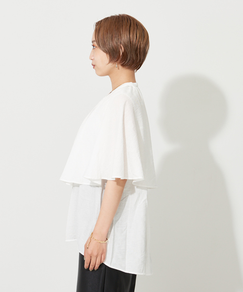 NOMINE（ノミネ）の「【襟取り外し可能】リネンライク3WAYボリュームカラーブラウス（シャツ/ブラウス・レディース・グレイッシュブルー/ブラック/ホワイト/グリーン・フリー）」の15枚目の写真