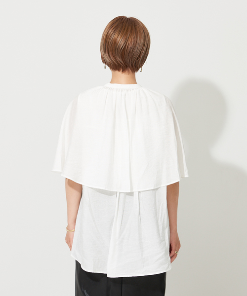 NOMINE（ノミネ）の「【襟取り外し可能】リネンライク3WAYボリュームカラーブラウス（シャツ/ブラウス・レディース・グレイッシュブルー/ブラック/ホワイト/グリーン・フリー）」の5枚目の写真