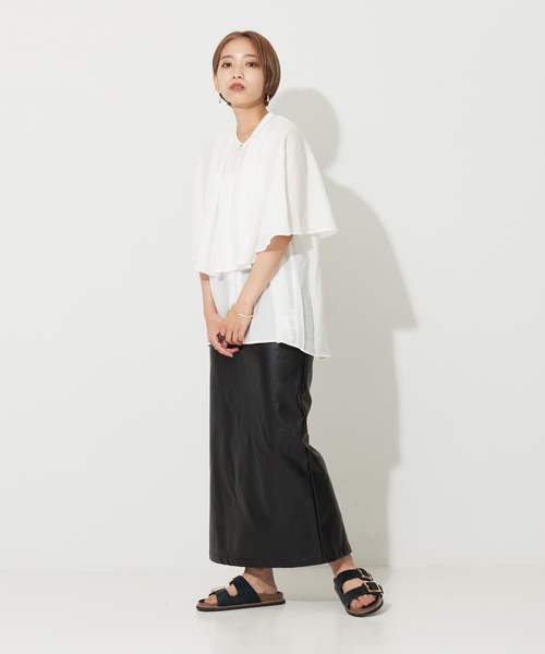 NOMINE（ノミネ）の「【襟取り外し可能】リネンライク3WAYボリュームカラーブラウス（シャツ/ブラウス・レディース・グレイッシュブルー/ブラック/ホワイト/グリーン・フリー）」の19枚目の写真