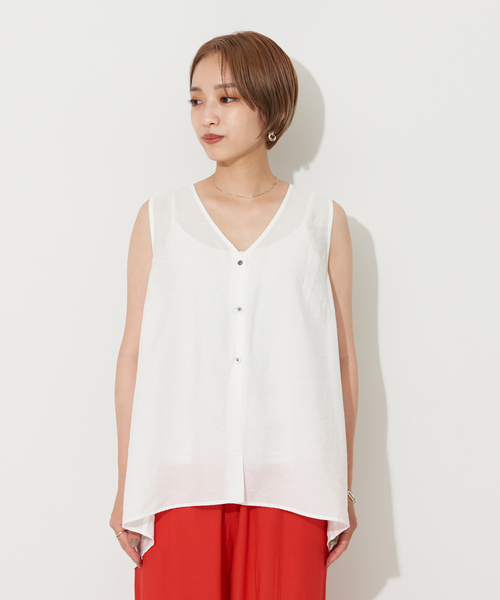 NOMINE（ノミネ）の「【襟取り外し可能】リネンライク3WAYボリュームカラーブラウス（シャツ/ブラウス・レディース・グレイッシュブルー/ブラック/ホワイト/グリーン・フリー）」の6枚目の写真