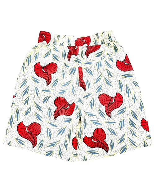 moyan ecri（モヤン エクリ）の「<moyan ecri>総柄ユニセックス2WAYハーフパンツ【アフリカンファブリック】（その他パンツ・メンズ・ライトブルー/ホワイト×レッド・FREE）」の7枚目の写真