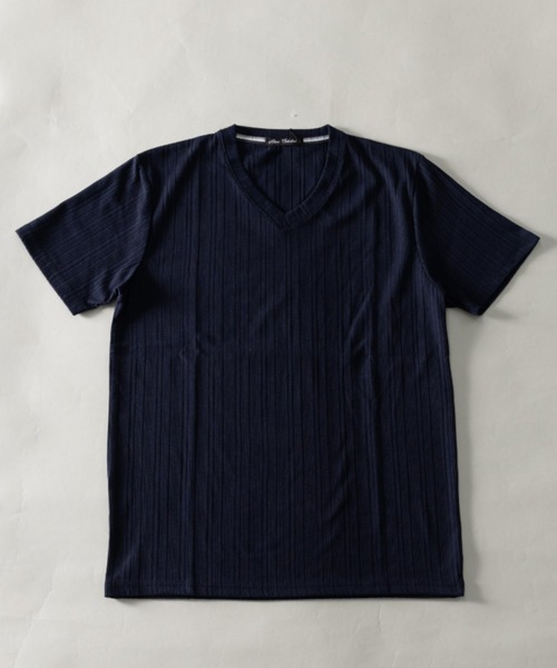 SKKONE(スコーネ)の「T/C ランダムテレコ Vネック 半袖Tシャツ(Tシャツ/カットソー・メンズ・ホワイト/ブラック/杢グレー/ネイビー・LL/M/L)」の1枚目の写真