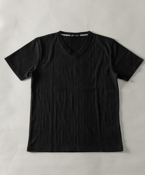 SKKONE(スコーネ)の「T/C ランダムテレコ Vネック 半袖Tシャツ(Tシャツ/カットソー・メンズ・ホワイト/ブラック/杢グレー/ネイビー・LL/M/L)」の3枚目の写真