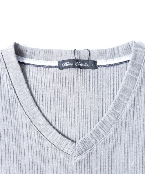 SKKONE(スコーネ)の「T/C ランダムテレコ Vネック 半袖Tシャツ(Tシャツ/カットソー・メンズ・ホワイト/ブラック/杢グレー/ネイビー・LL/M/L)」の14枚目の写真