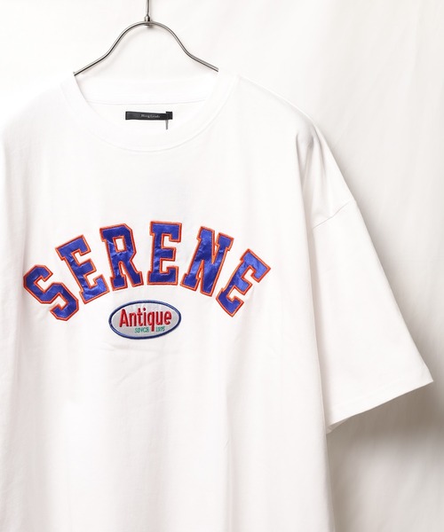 Bling Leads（ブリングリーズ）の「■Bling leads■ワッペンオーバーサイズTシャツ（Tシャツ/カットソー・メンズ・ダークグリーン/スミクロ/グレイッシュブルー/ホワイト系1/ホワイト系2/ブルー系1/ブルー系2・LARGE/MEDIUM）」の3枚目の写真