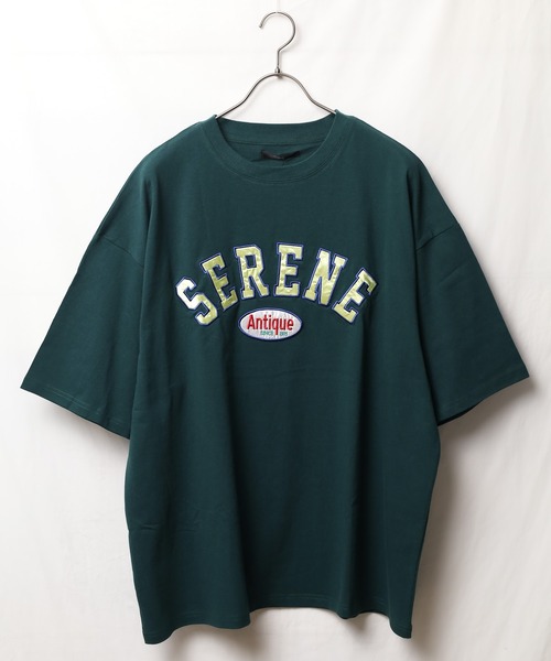 Bling Leads（ブリングリーズ）の「■Bling leads■ワッペンオーバーサイズTシャツ（Tシャツ/カットソー・メンズ・ダークグリーン/スミクロ/グレイッシュブルー/ホワイト系1/ホワイト系2/ブルー系1/ブルー系2・LARGE/MEDIUM）」の9枚目の写真