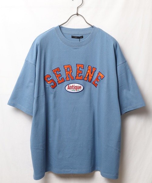 Bling Leads（ブリングリーズ）の「■Bling leads■ワッペンオーバーサイズTシャツ（Tシャツ/カットソー・メンズ・ダークグリーン/スミクロ/グレイッシュブルー/ホワイト系1/ホワイト系2/ブルー系1/ブルー系2・LARGE/MEDIUM）」の10枚目の写真