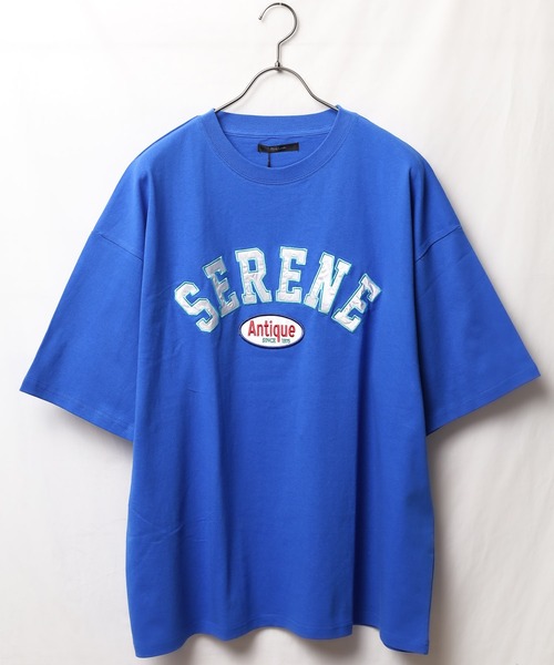 Bling Leads（ブリングリーズ）の「■Bling leads■ワッペンオーバーサイズTシャツ（Tシャツ/カットソー・メンズ・ダークグリーン/スミクロ/グレイッシュブルー/ホワイト系1/ホワイト系2/ブルー系1/ブルー系2・LARGE/MEDIUM）」の11枚目の写真