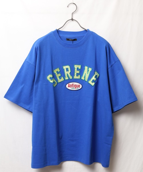 Bling Leads（ブリングリーズ）の「■Bling leads■ワッペンオーバーサイズTシャツ（Tシャツ/カットソー・メンズ・ダークグリーン/スミクロ/グレイッシュブルー/ホワイト系1/ホワイト系2/ブルー系1/ブルー系2・LARGE/MEDIUM）」の12枚目の写真