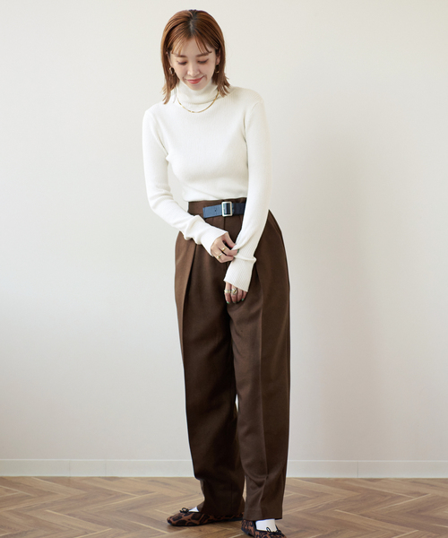 B.C STOCK（ベーセーストック）の「タートルリブニット*（ニット/セーター・レディース・ホワイト/ブラック/グレー/オレンジ/グリーン/キャメル・FREE）」の15枚目の写真