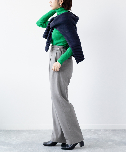 B.C STOCK（ベーセーストック）の「タートルリブニット*（ニット/セーター・レディース・ホワイト/ブラック/グレー/オレンジ/グリーン/キャメル・FREE）」の22枚目の写真