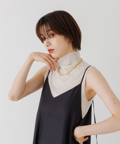 Rouge vif（ルージュヴィフ）の「ノースリーブリブニット（ニット/セーター・レディース・チャコールグレー/アイボリー・フリー）」の2枚目の写真