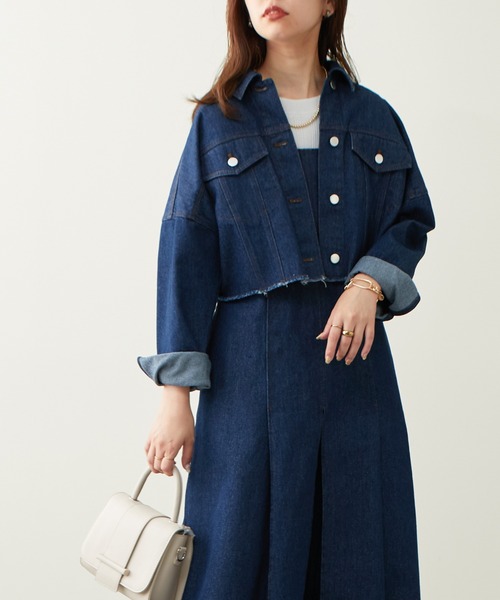 natural couture（ナチュラルクチュール）の「2022AW/セットアップ着用可/他にないデザインと絶妙なバランス バックギャザーショートGジャン（デニムジャケット・レディース・ブラック/インディゴブルー/ブラウン・FREE）」の6枚目の写真