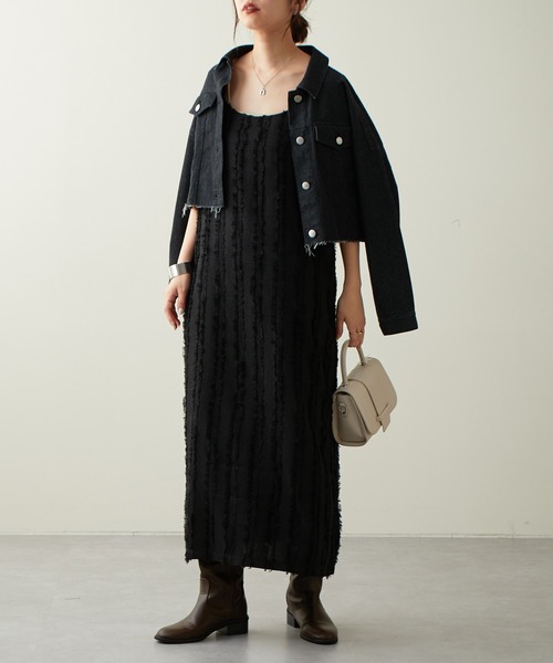 natural couture（ナチュラルクチュール）の「2022AW/セットアップ着用可/他にないデザインと絶妙なバランス バックギャザーショートGジャン（デニムジャケット・レディース・ブラック/インディゴブルー/ブラウン・FREE）」の10枚目の写真