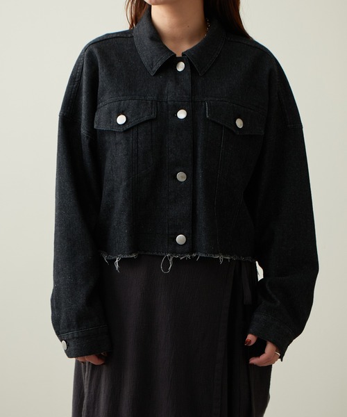 natural couture（ナチュラルクチュール）の「2022AW/セットアップ着用可/他にないデザインと絶妙なバランス バックギャザーショートGジャン（デニムジャケット・レディース・ブラック/インディゴブルー/ブラウン・FREE）」の17枚目の写真