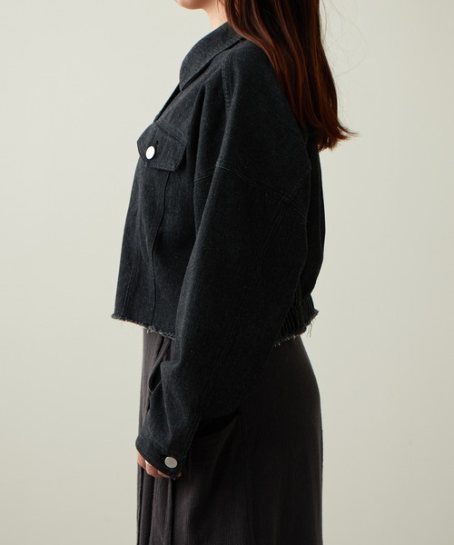 natural couture（ナチュラルクチュール）の「2022AW/セットアップ着用可/他にないデザインと絶妙なバランス バックギャザーショートGジャン（デニムジャケット・レディース・ブラック/インディゴブルー/ブラウン・FREE）」の18枚目の写真