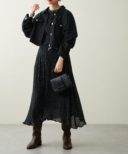 natural couture（ナチュラルクチュール）の「2022AW/セットアップ着用可/他にないデザインと絶妙なバランス バックギャザーショートGジャン（デニムジャケット・レディース・ブラック/インディゴブルー/ブラウン・FREE）」の15枚目の写真