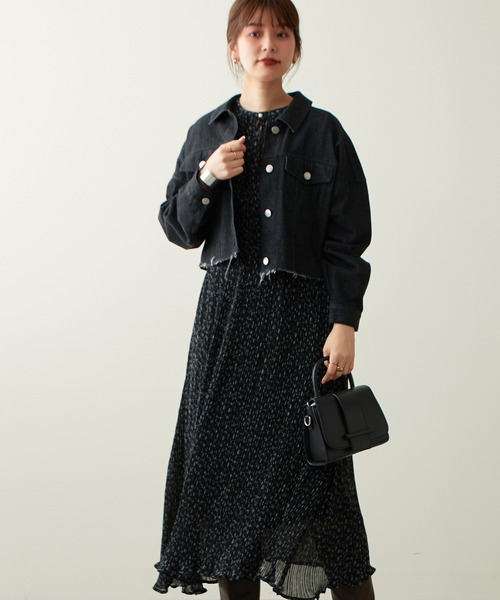 natural couture（ナチュラルクチュール）の「2022AW/セットアップ着用可/他にないデザインと絶妙なバランス バックギャザーショートGジャン（デニムジャケット・レディース・ブラック/インディゴブルー/ブラウン・FREE）」の16枚目の写真