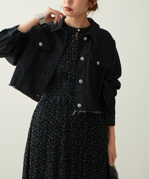 natural couture（ナチュラルクチュール）の「2022AW/セットアップ着用可/他にないデザインと絶妙なバランス バックギャザーショートGジャン（デニムジャケット・レディース・ブラック/インディゴブルー/ブラウン・FREE）」の13枚目の写真