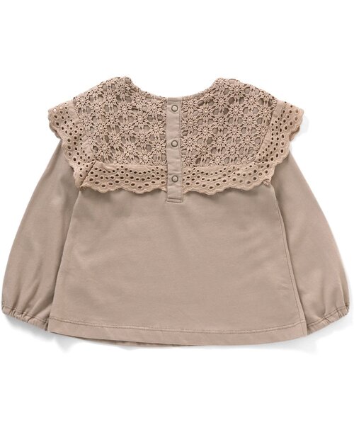 Seraph（セラフ）の「ケミカルレースカラー長袖トップス（Tシャツ/カットソー・キッズ・クリーム/ベージュ/ピンク・100/130/80/95/120/140/90/110）」の4枚目の写真