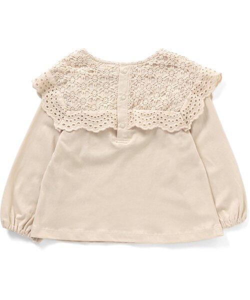 Seraph（セラフ）の「ケミカルレースカラー長袖トップス（Tシャツ/カットソー・キッズ・クリーム/ベージュ/ピンク・100/130/80/95/120/140/90/110）」の5枚目の写真