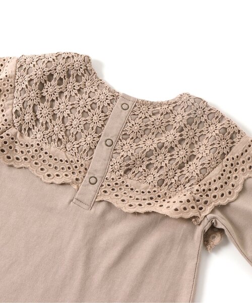 Seraph（セラフ）の「ケミカルレースカラー長袖トップス（Tシャツ/カットソー・キッズ・クリーム/ベージュ/ピンク・100/130/80/95/120/140/90/110）」の8枚目の写真