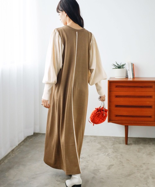 GeeRA(ジーラ)の「配色ニットワンピース(ワンピース・レディース・ベージュ/ブラック・MEDIUM/LARGE/X-LARGE)」の12枚目の写真