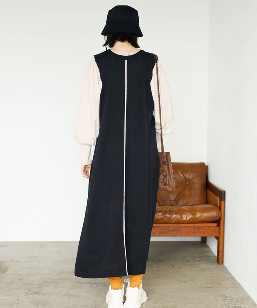 GeeRA(ジーラ)の「配色ニットワンピース(ワンピース・レディース・ベージュ/ブラック・MEDIUM/LARGE/X-LARGE)」の7枚目の写真