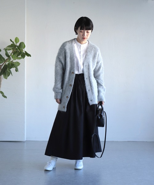 OWLEYE by domingo（アウルアイ バイドミンゴ）の「[ OWLEYE by domingo / アウルアイ ] モヘアウール ミドルカーディガン（カーディガン/ボレロ・レディース・ライトブルー/グレイッシュベージュ/ライトグレー/オレンジ・FREE）」の11枚目の写真
