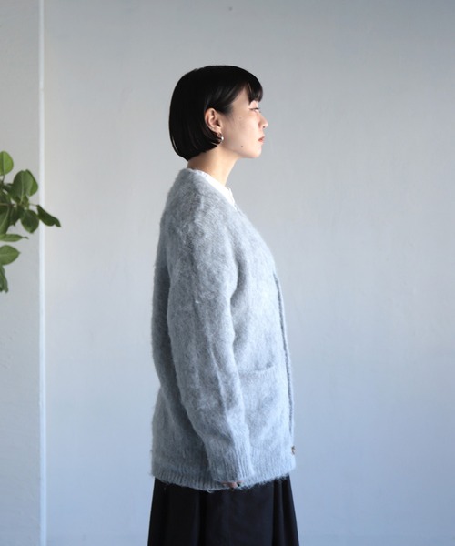 OWLEYE by domingo（アウルアイ バイドミンゴ）の「[ OWLEYE by domingo / アウルアイ ] モヘアウール ミドルカーディガン（カーディガン/ボレロ・レディース・ライトブルー/グレイッシュベージュ/ライトグレー/オレンジ・FREE）」の7枚目の写真