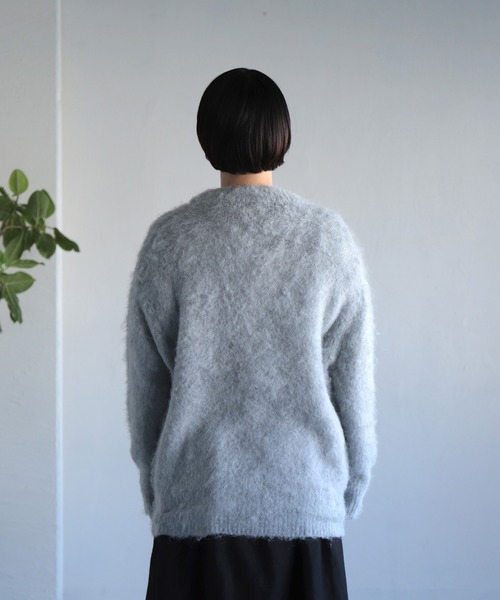 OWLEYE by domingo（アウルアイ バイドミンゴ）の「[ OWLEYE by domingo / アウルアイ ] モヘアウール ミドルカーディガン（カーディガン/ボレロ・レディース・ライトブルー/グレイッシュベージュ/ライトグレー/オレンジ・FREE）」の8枚目の写真
