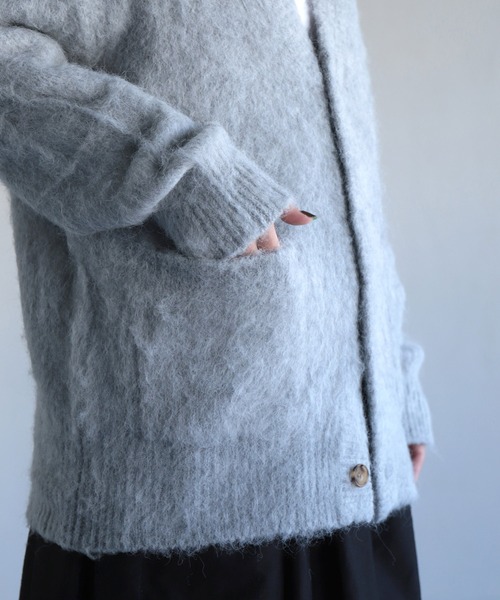 OWLEYE by domingo（アウルアイ バイドミンゴ）の「[ OWLEYE by domingo / アウルアイ ] モヘアウール ミドルカーディガン（カーディガン/ボレロ・レディース・ライトブルー/グレイッシュベージュ/ライトグレー/オレンジ・FREE）」の13枚目の写真