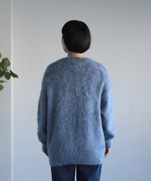OWLEYE by domingo（アウルアイ バイドミンゴ）の「[ OWLEYE by domingo / アウルアイ ] モヘアウール ミドルカーディガン（カーディガン/ボレロ・レディース・ライトブルー/グレイッシュベージュ/ライトグレー/オレンジ・FREE）」の21枚目の写真