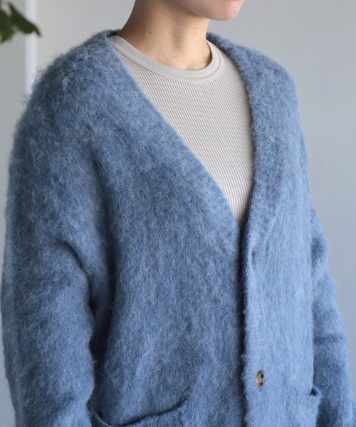 OWLEYE by domingo（アウルアイ バイドミンゴ）の「[ OWLEYE by domingo / アウルアイ ] モヘアウール ミドルカーディガン（カーディガン/ボレロ・レディース・ライトブルー/グレイッシュベージュ/ライトグレー/オレンジ・FREE）」の22枚目の写真
