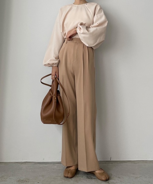 Louere(ルエレ)の「ダブルタックベーシックパンツ(その他パンツ・レディース・ブラック/ブラウン/アイボリー/モカ/ベージュ・LARGE/SMALL/MEDIUM/X-LARGE)」の6枚目の写真