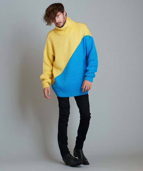 NO ID.(ノーアイディ)の「バイカラータートルネックPO(ニット/セーター・メンズ・ネイビー/ブラック/グリーン/イエロー・ONE SIZE)」の7枚目の写真