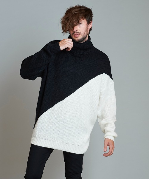 NO ID.(ノーアイディ)の「バイカラータートルネックPO(ニット/セーター・メンズ・ネイビー/ブラック/グリーン/イエロー・ONE SIZE)」の9枚目の写真