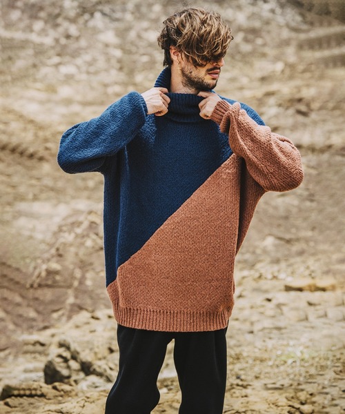 NO ID.(ノーアイディ)の「バイカラータートルネックPO(ニット/セーター・メンズ・ネイビー/ブラック/グリーン/イエロー・ONE SIZE)」の12枚目の写真