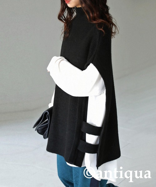 antiqua（アンティカ）の「サイドベルトニットベスト（ベスト・レディース・ブラック/ネイビー/ダークグリーン/グレー・FREE）」の9枚目の写真