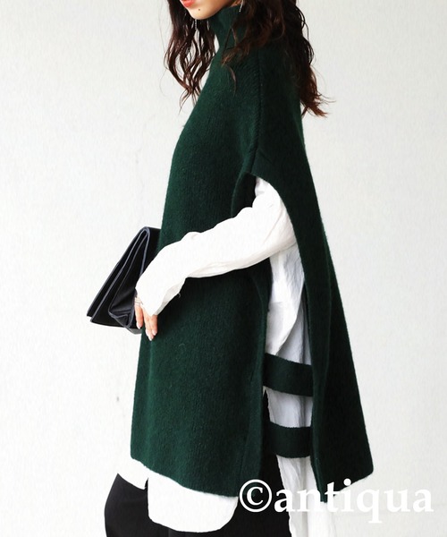 antiqua（アンティカ）の「サイドベルトニットベスト（ベスト・レディース・ブラック/ネイビー/ダークグリーン/グレー・FREE）」の17枚目の写真