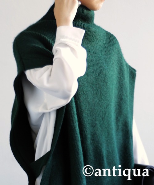 antiqua（アンティカ）の「サイドベルトニットベスト（ベスト・レディース・ブラック/ネイビー/ダークグリーン/グレー・FREE）」の18枚目の写真